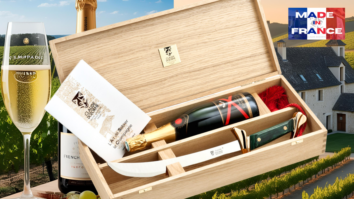 Claude Dozorme Oak Presentation box for saber and champagne
